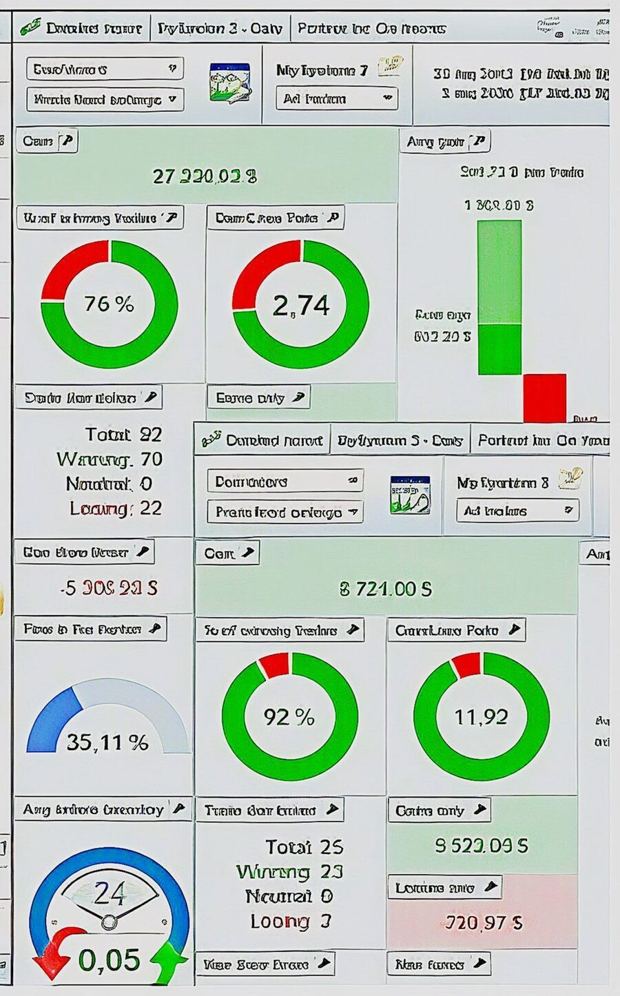Trading performance dashboard showing a winning ratio above 90%