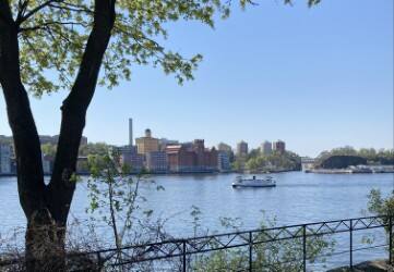 Spring view across the water toward the Stockholm shoreline