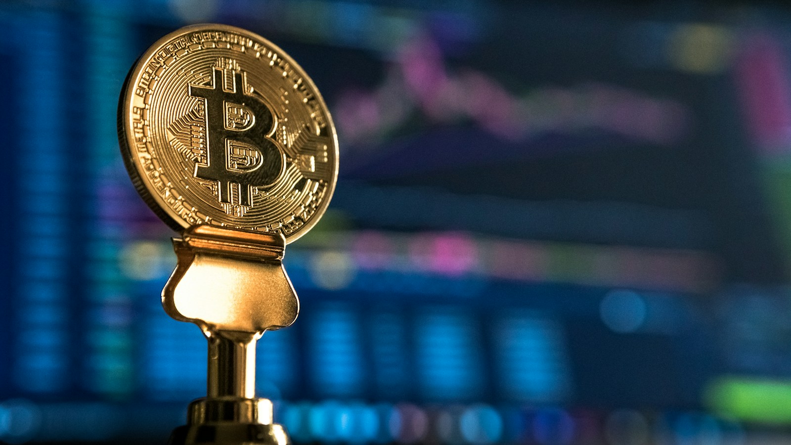 Physical Bitcoin coins photographed close up