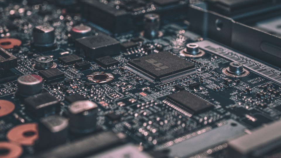 Close-up photograph of electronic components on a circuit board